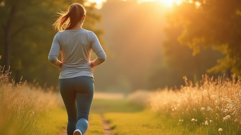 제왕절개 점진적 회복기 시기에 조심스럽게 걷기 운동을 하는 여성