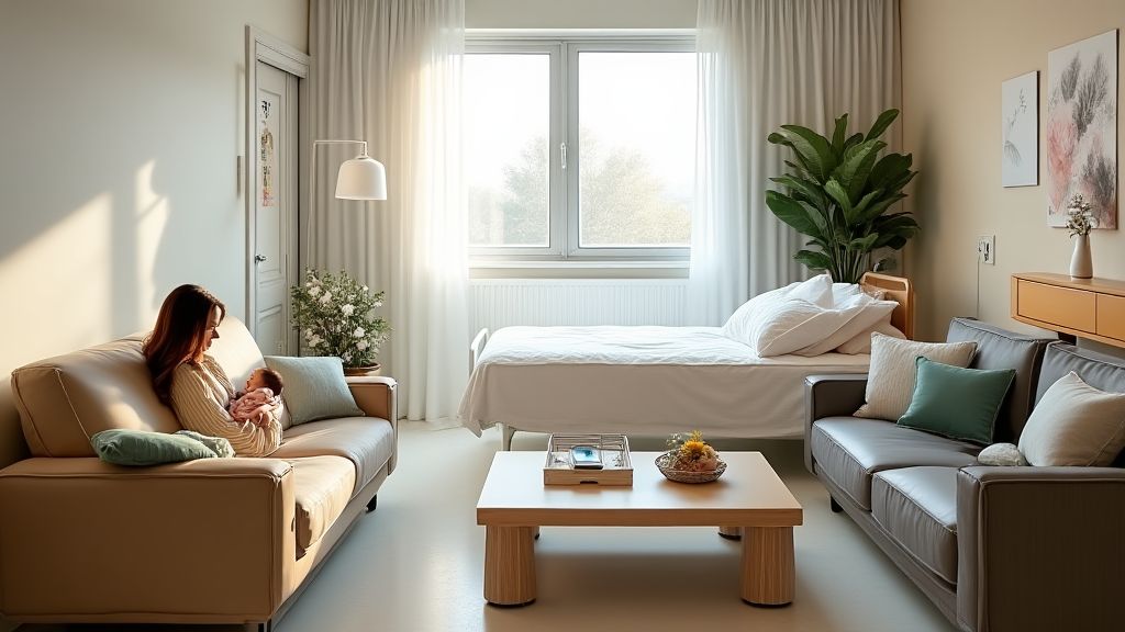 첫째 아이와 함께 머물 수 있는 산후조리원의 가족실 모습