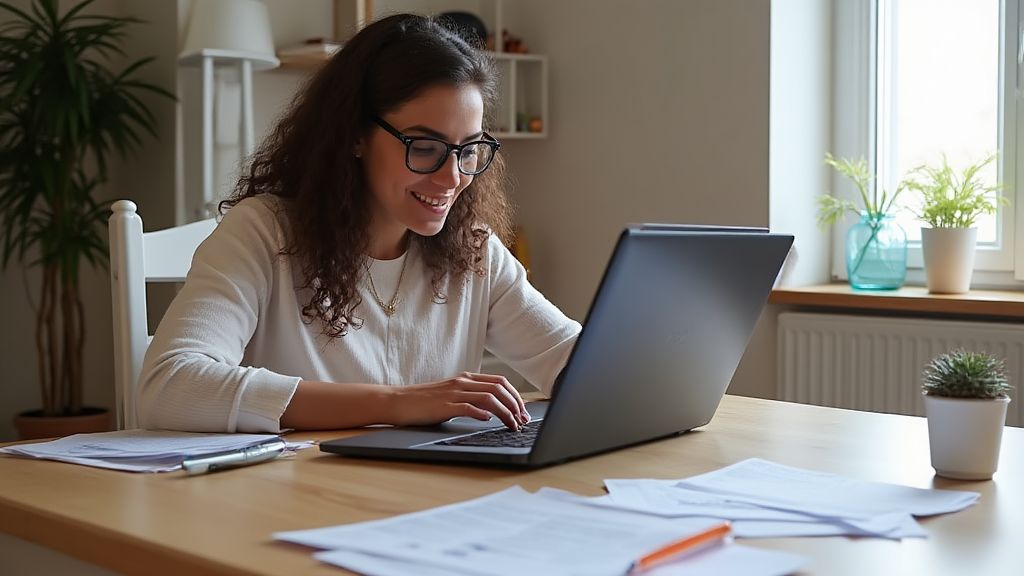 온라인을 통해 사회적 육아 지원 정책을 활용하는 부모의 모습