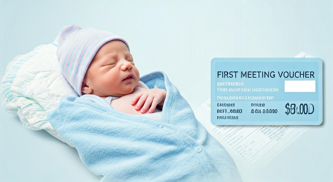 출산 초기 지원금을 나타내는 신생아와 첫만남이용권 이미지